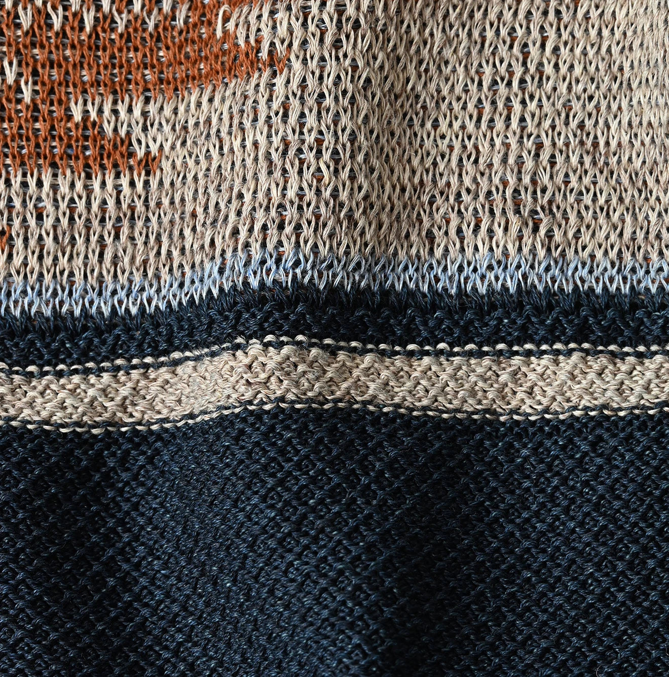 Indigo Native Gima Jacquard M Sweater Detail
