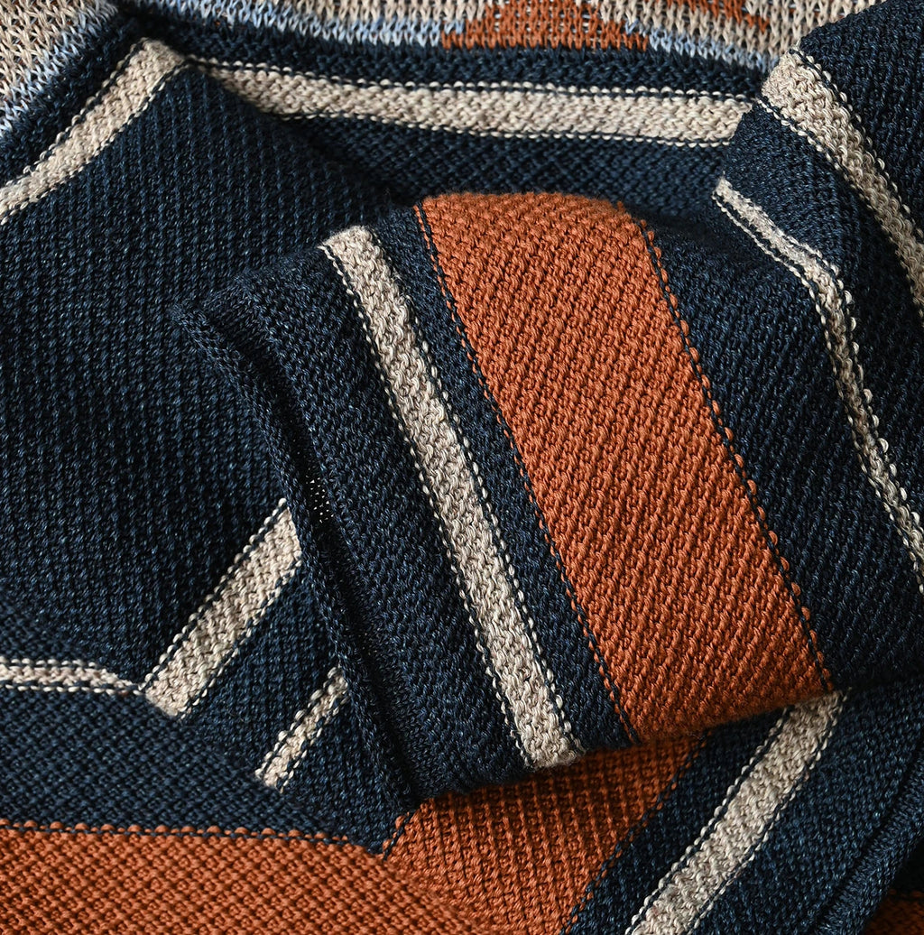 Indigo Native Gima Jacquard M Sweater Detail