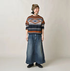 Indigo Native Gima Jacquard M Sweater Female Model