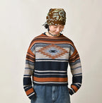 Indigo Native Gima Jacquard M Sweater Female Model