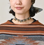 Indigo Native Gima Jacquard M Sweater Detail