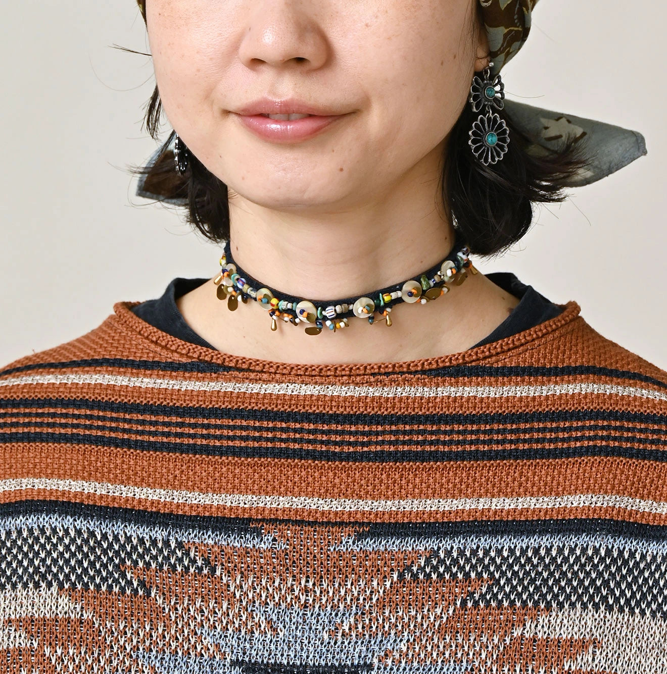 Indigo Native Gima Jacquard M Sweater Detail