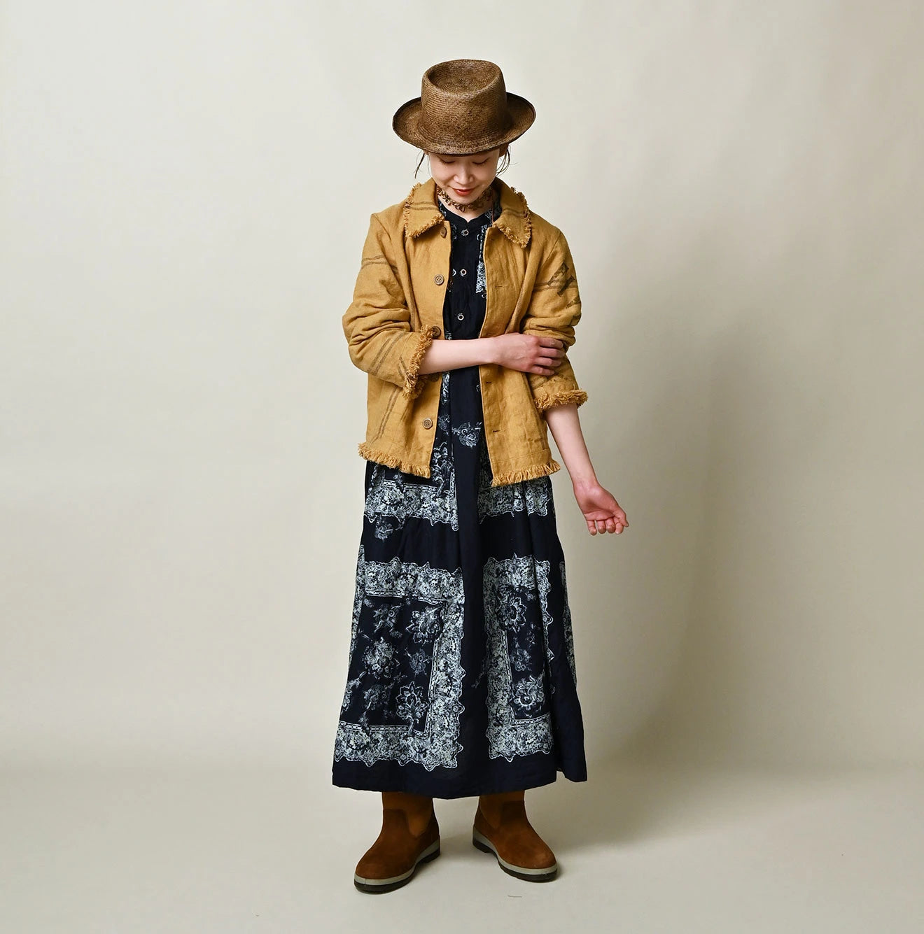 Indian Linen Sack Petit Coverall Female Model