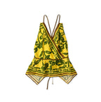 Indian Khadi Flax Flower Tank Bra Yellow