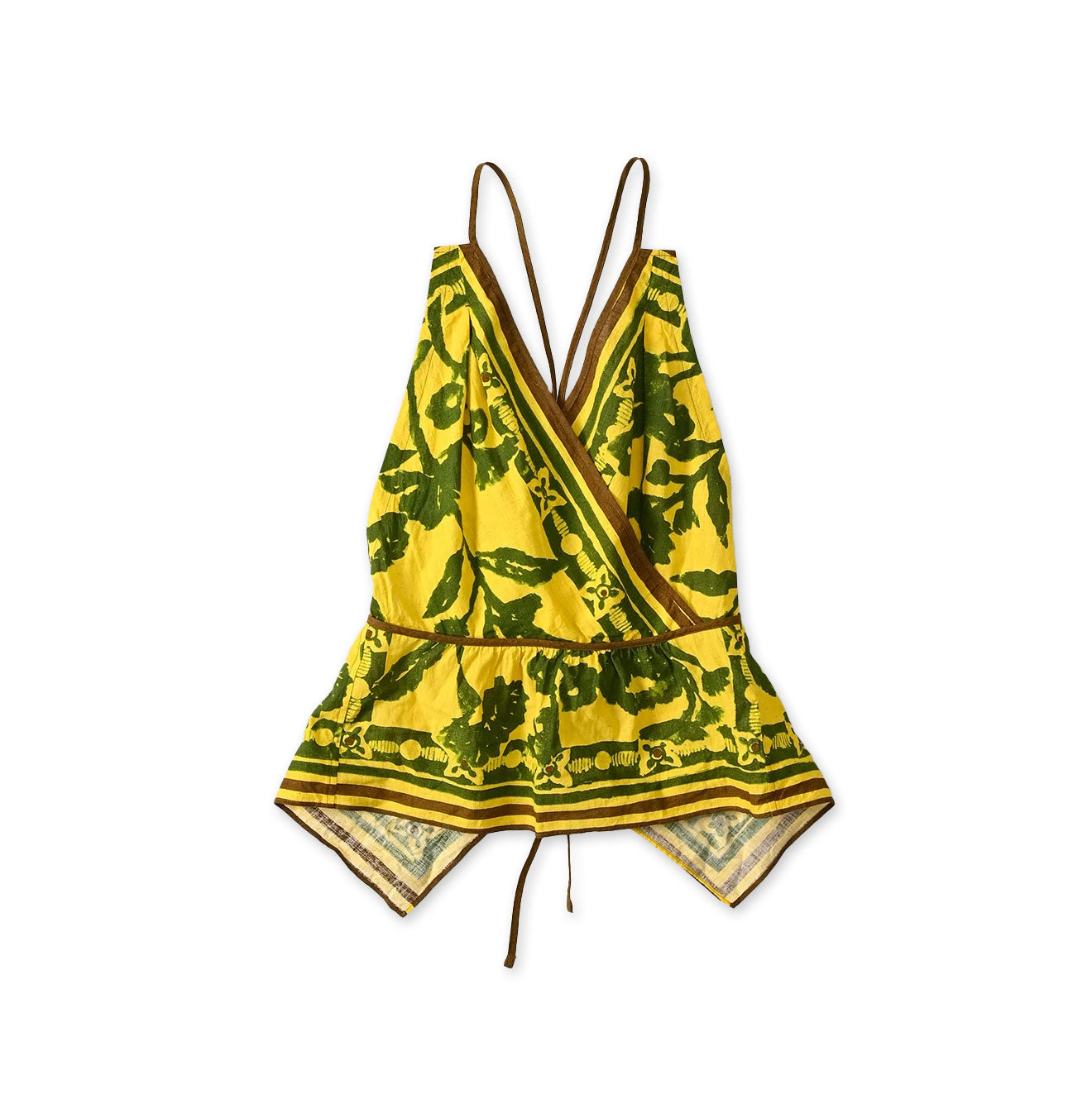 Indian Khadi Flax Flower Tank Bra Yellow