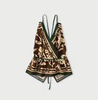 Indian Khadi Flax Flower Tank Bra Brown