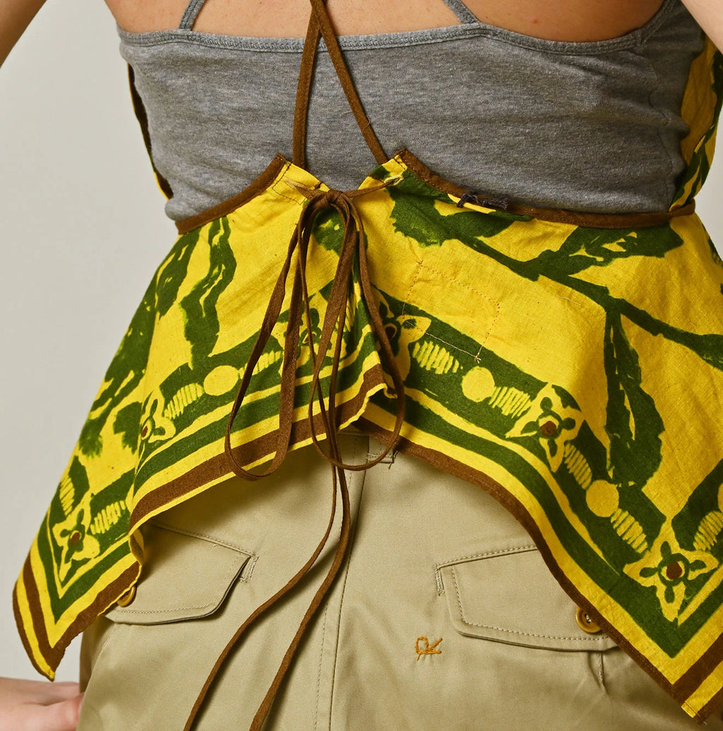Indian Khadi Flax Flower Tank Bra Detail