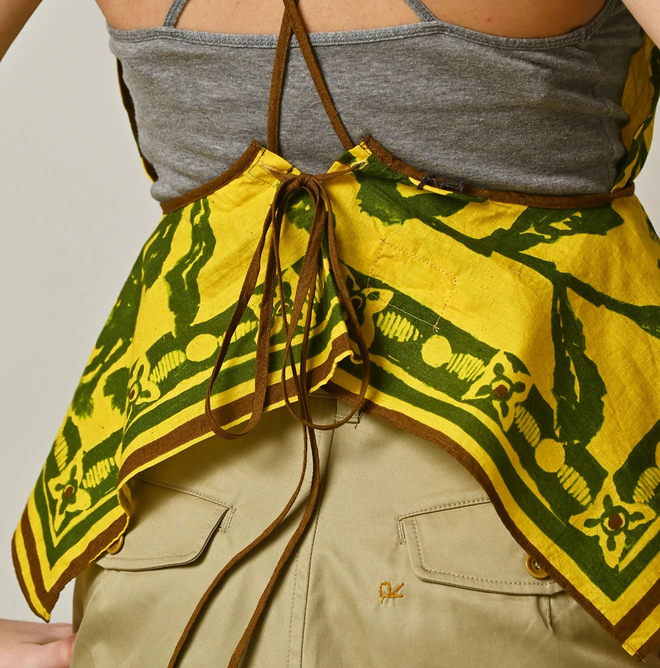 Indian Khadi Flax Flower Tank Bra Detail