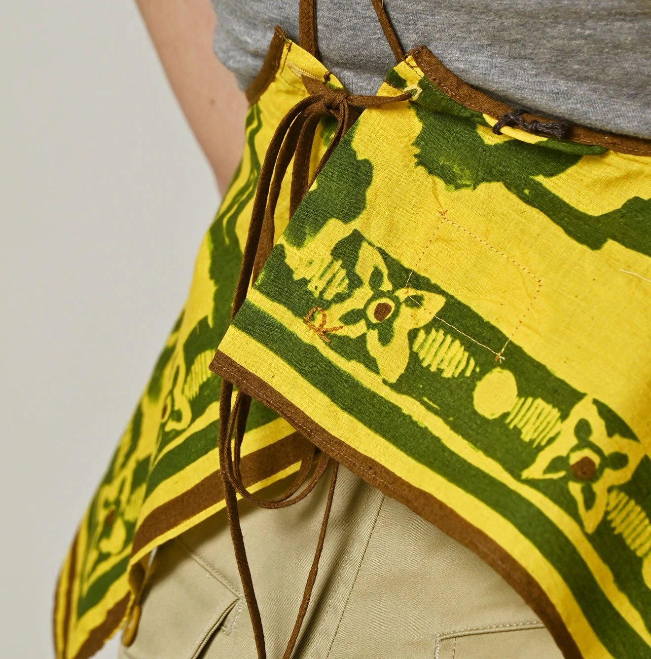 Indian Khadi Flax Flower Tank Bra Detail