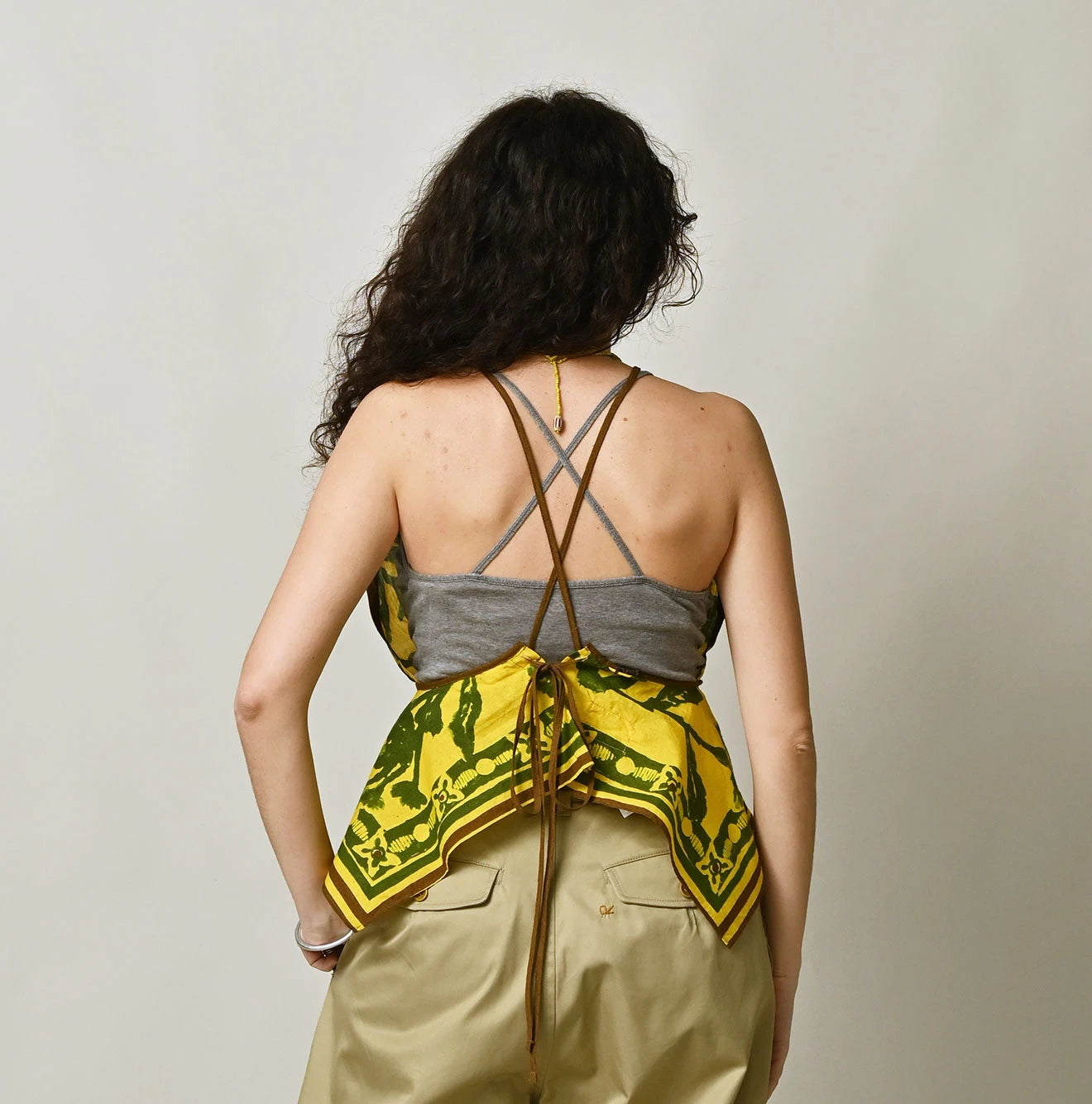 Indian Khadi Flax Flower Tank Bra Female Model