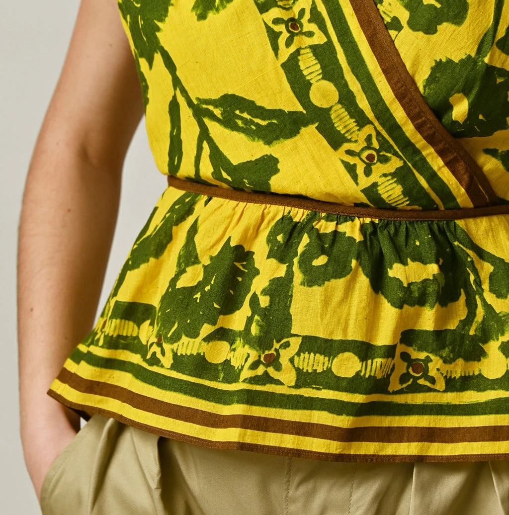 Indian Khadi Flax Flower Tank Bra Detail