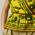 Indian Khadi Flax Flower Tank Bra Detail