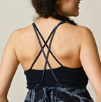 Indigo Indian Khadi Flax Flower Tank Bra Detail