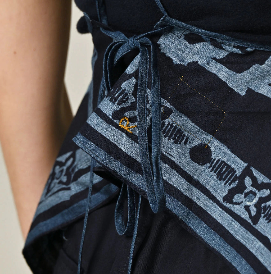 Indigo Indian Khadi Flax Flower Tank Bra Detail