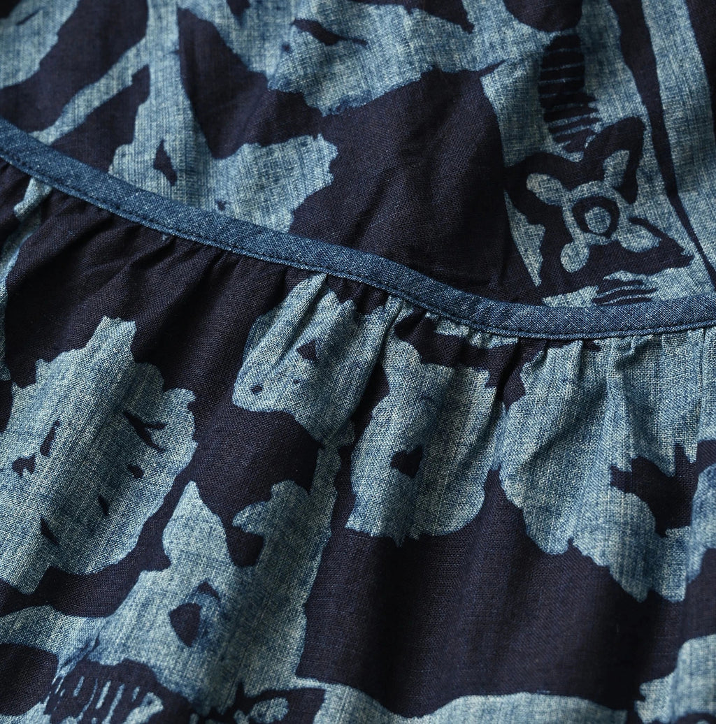 Indigo Indian Khadi Flax Flower Tank Bra Detail
