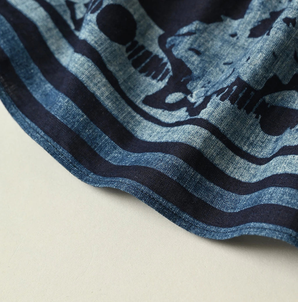 Indigo Indian Khadi Flax Flower Tank Bra Detail
