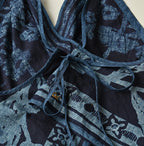 Indigo Indian Khadi Flax Flower Tank Bra Detail