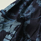 Indigo Indian Khadi Flax Flower Tank Bra Detail