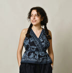 Indigo Indian Khadi Flax Flower Tank Bra Female Model