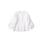 Linen Pintuck Lace Blouse White