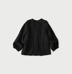 Linen Pintuck Lace Blouse Black