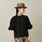 Linen Pintuck Lace Blouse Female Model