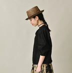Linen Pintuck Lace Blouse Female Model
