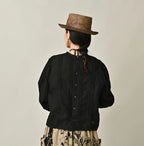 Linen Pintuck Lace Blouse Female Model