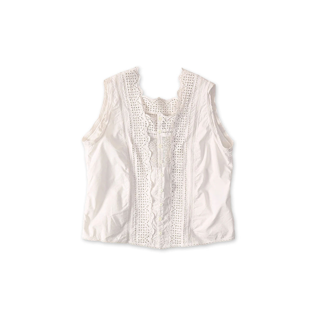 Batiste Cutwork Sleeveless Top Antique White