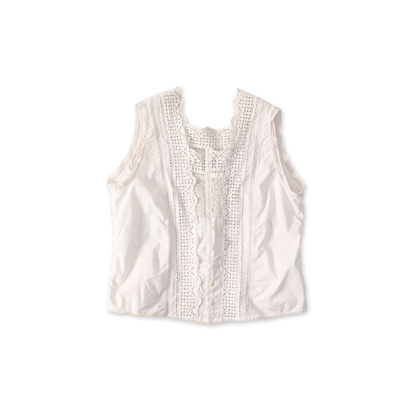 Batiste Cutwork Sleeveless Top Antique White