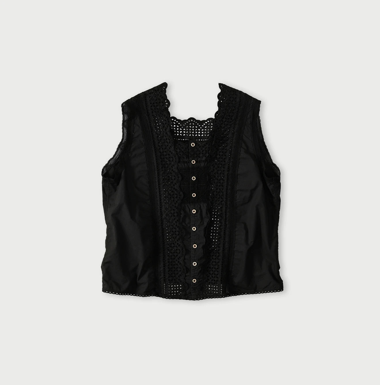 Batiste Cutwork Sleeveless Top Antique Sumi Black