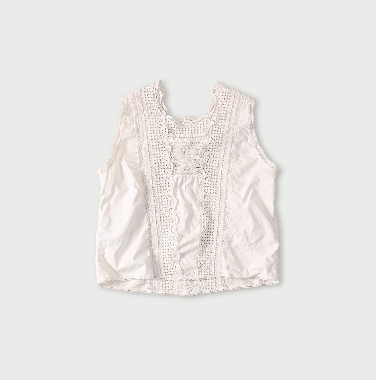 Batiste Cutwork Sleeveless Top Antique Back