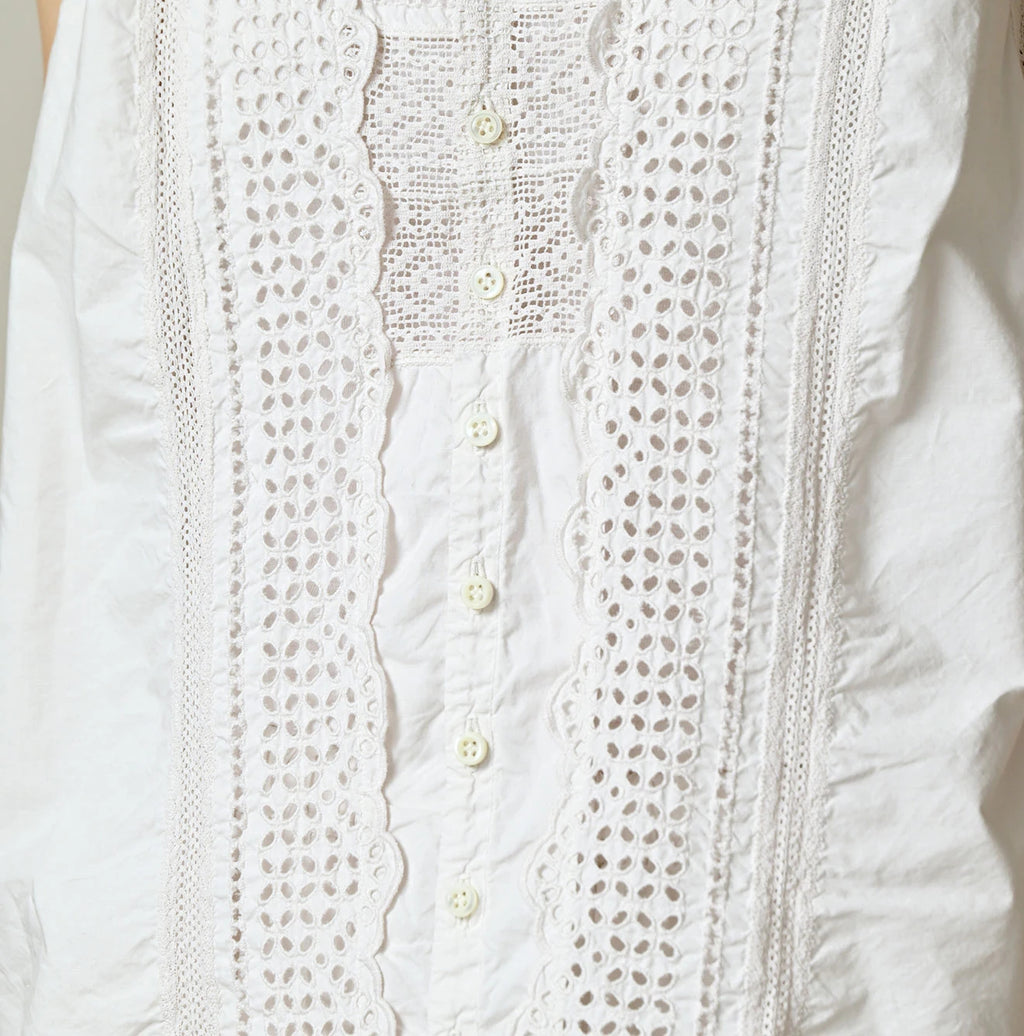 Batiste Cutwork Sleeveless Top Antique Detail