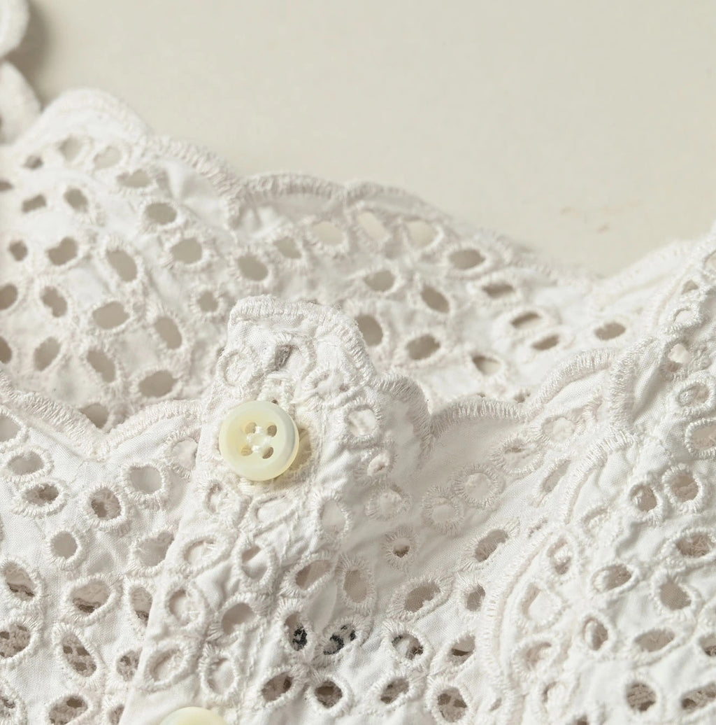 Batiste Cutwork Sleeveless Top Antique Detail