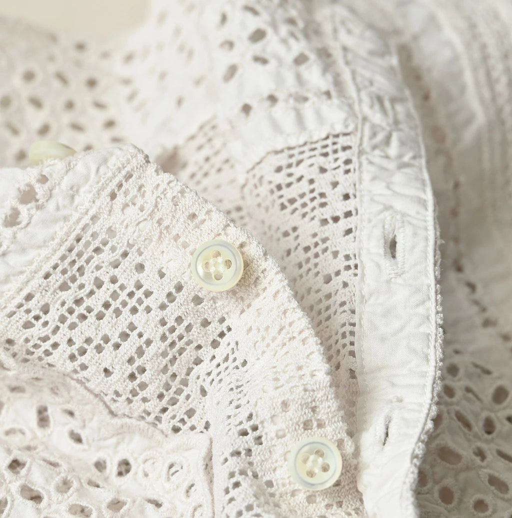 Batiste Cutwork Sleeveless Top Antique Detail