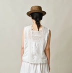 Batiste Cutwork Sleeveless Top Antique Female Model
