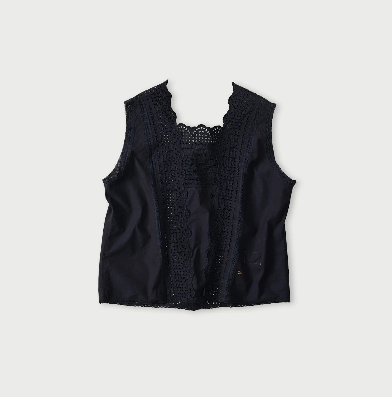 Indigo Batiste Cutwork Sleeveless Top Back