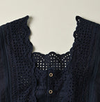 Indigo Batiste Cutwork Sleeveless Top Detail