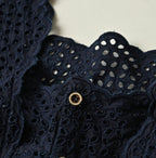 Indigo Batiste Cutwork Sleeveless Top