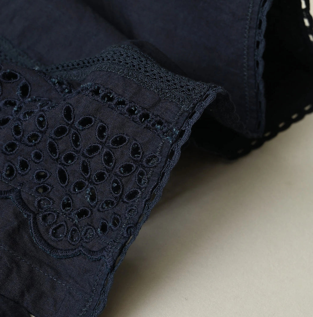 Indigo Batiste Cutwork Sleeveless Top