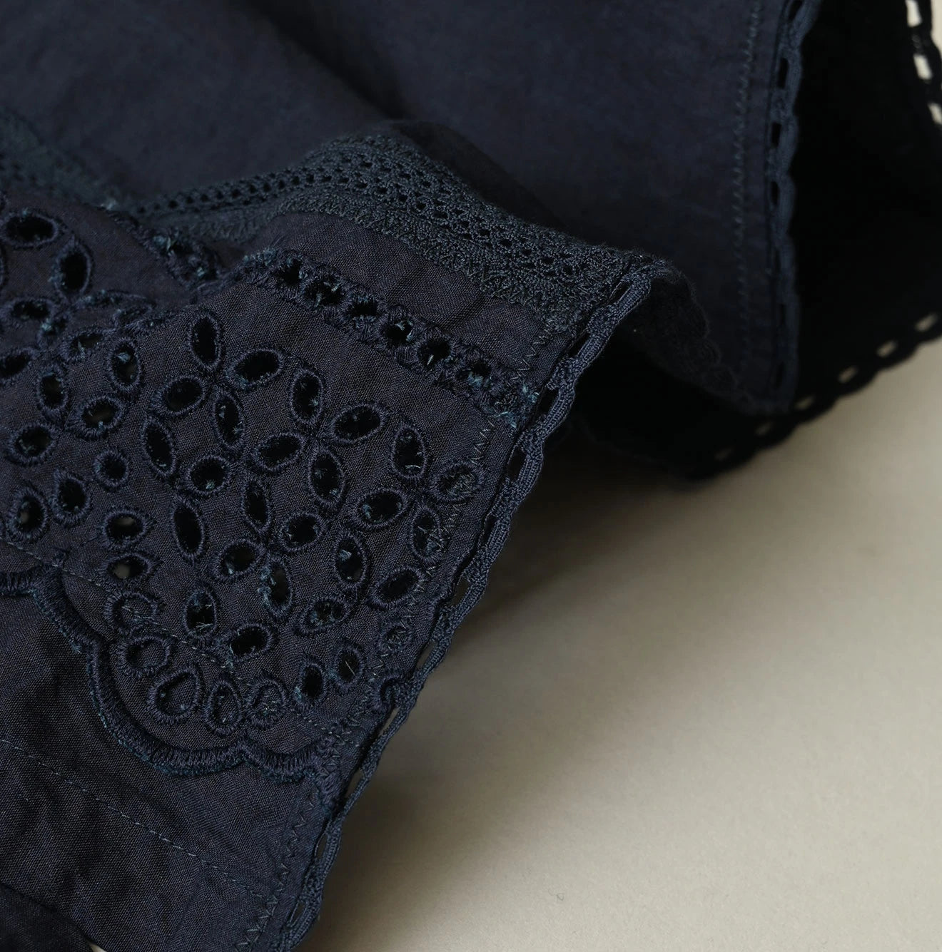 Indigo Batiste Cutwork Sleeveless Top