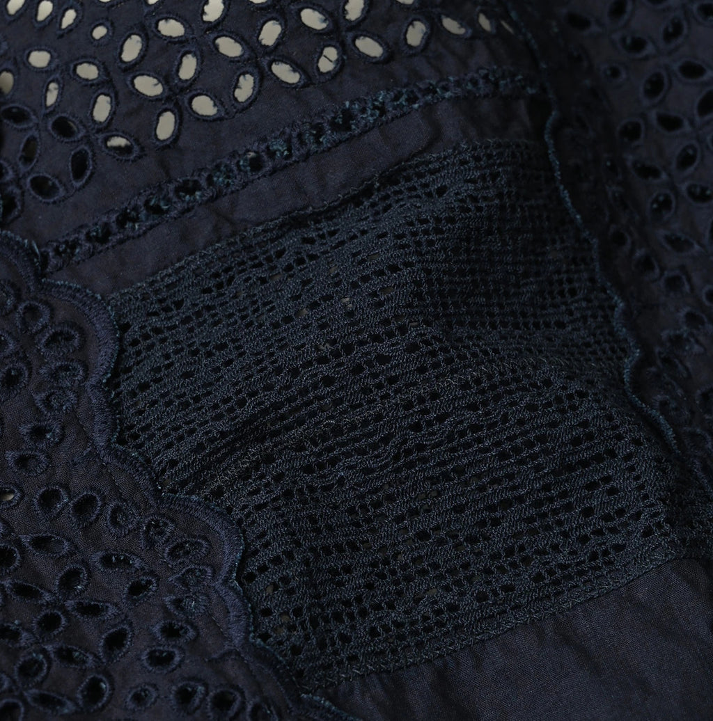 Indigo Batiste Cutwork Sleeveless Top