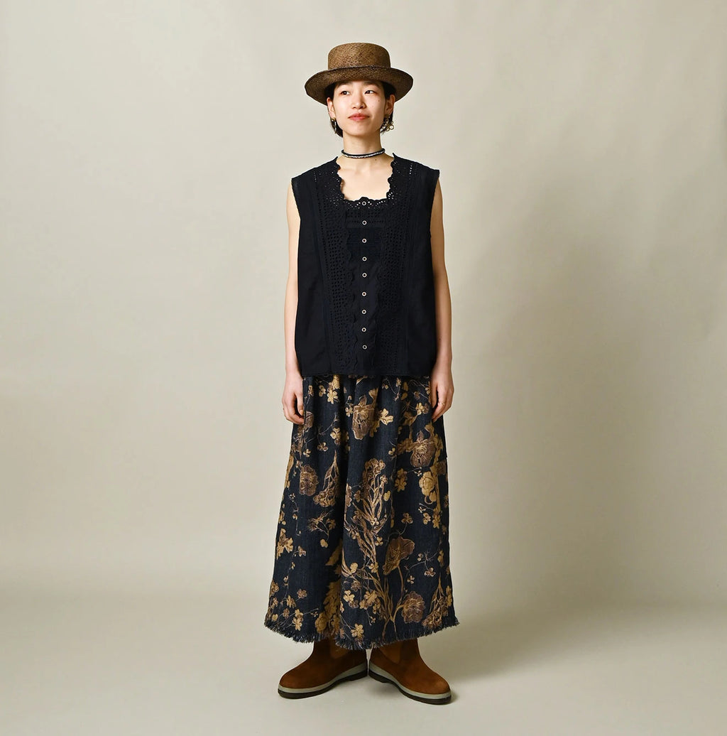 Indigo Batiste Cutwork Sleeveless Top Female Model