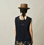 Indigo Batiste Cutwork Sleeveless Top Female Model