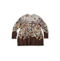 Border Flower Print Cotton Blouse