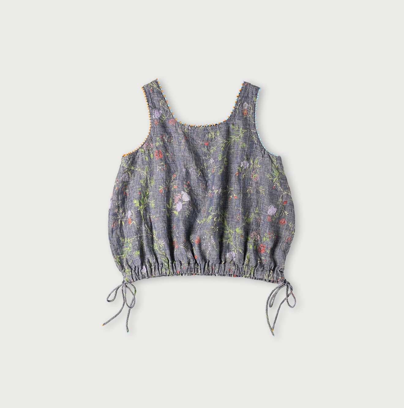 Dungaree Indian Cotton Linen Flower Print Poyon Camisole Blouse Back