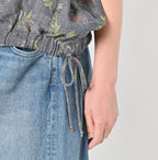 Dungaree Indian Cotton Linen Flower Print Poyon Camisole Blouse Detail