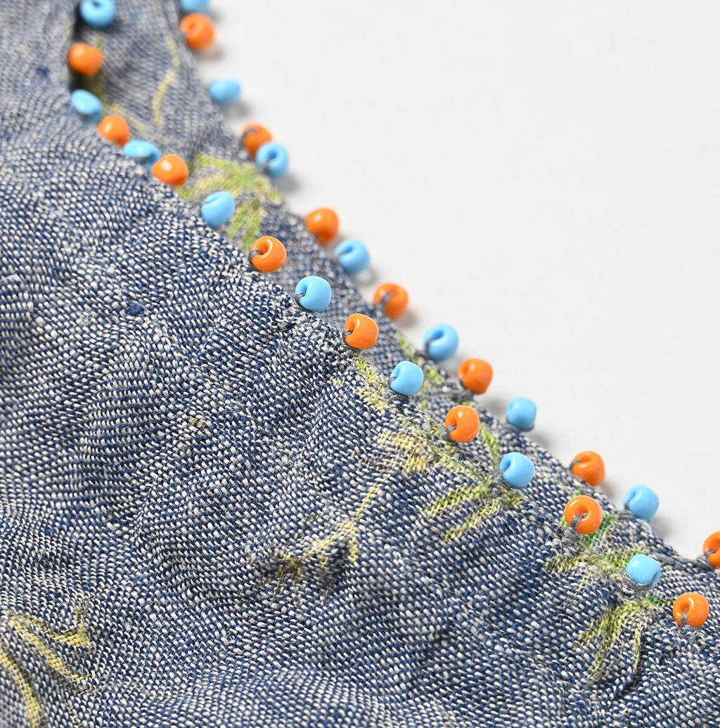 Dungaree Indian Cotton Linen Flower Print Poyon Camisole Blouse Detail