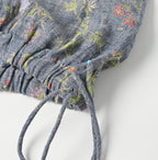 Dungaree Indian Cotton Linen Flower Print Poyon Camisole Blouse Detail