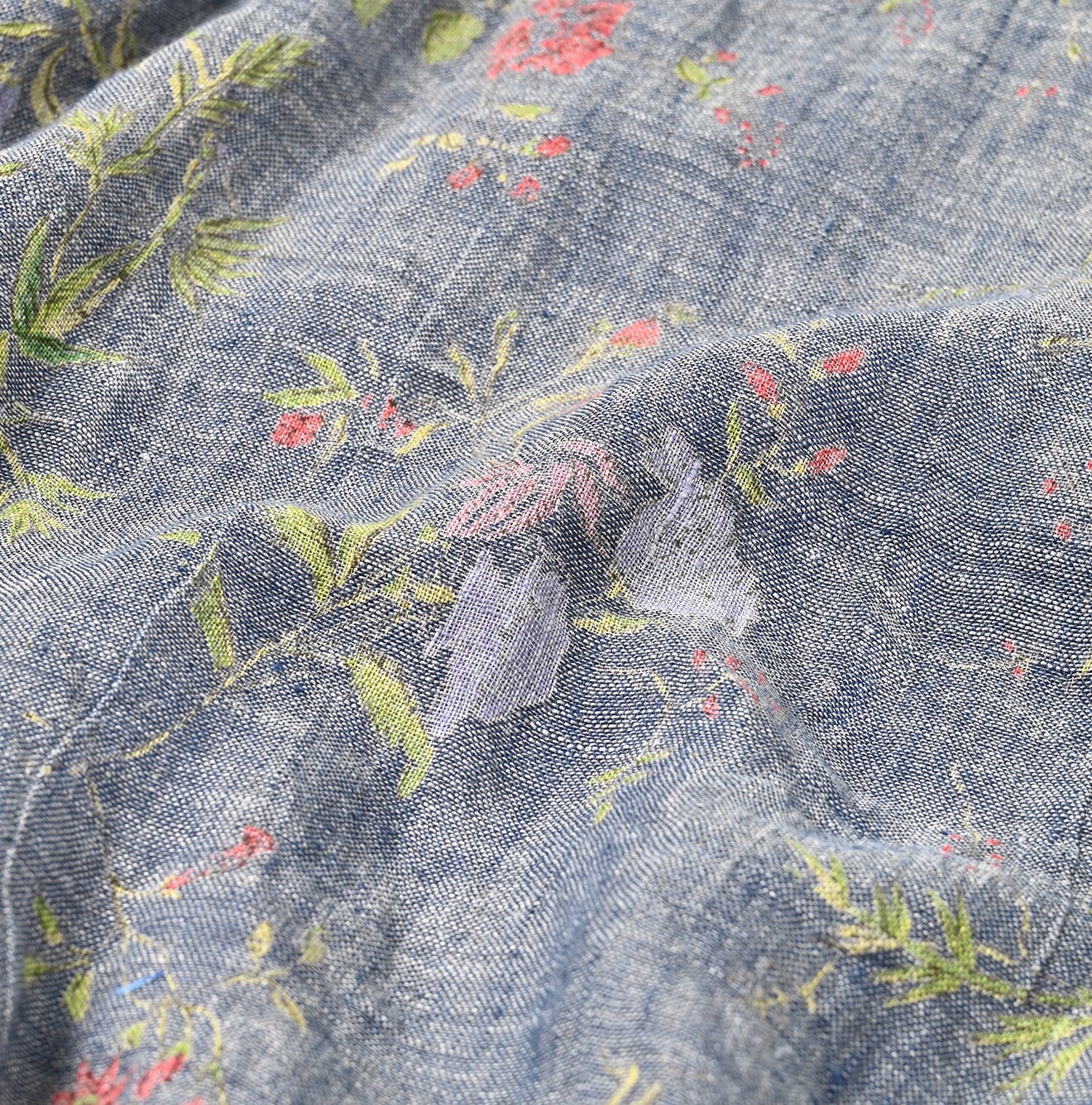 Dungaree Indian Cotton Linen Flower Print Poyon Camisole Blouse Detail